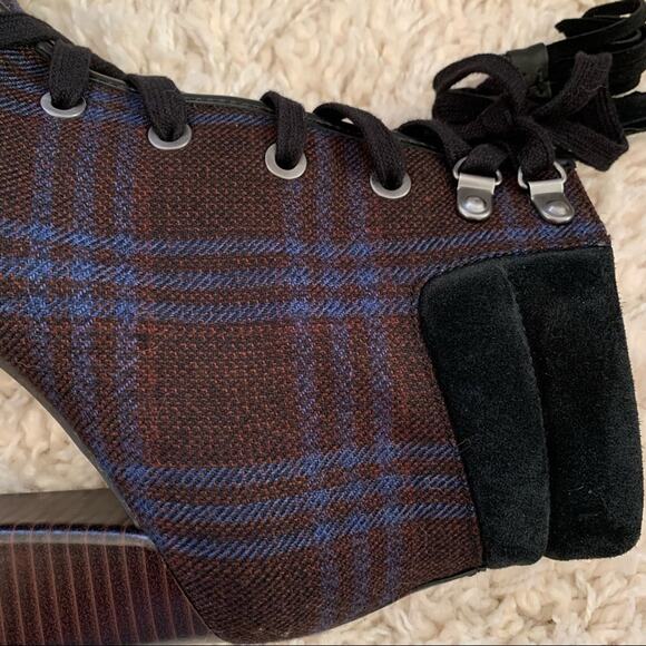 Sam Edelman Sondra Navy Plaid Lace Up Bootie Size 7 - Picture 10 of 12